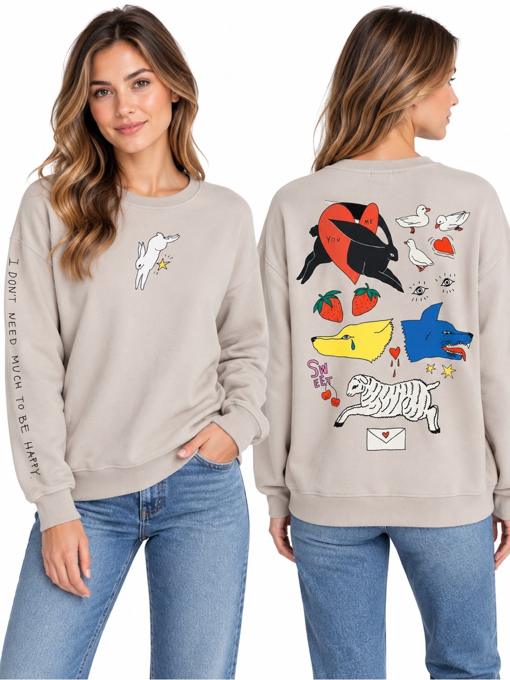 Fiorenza Art Women’s Animal Graphic Crewneck Sweatshirt – Size L